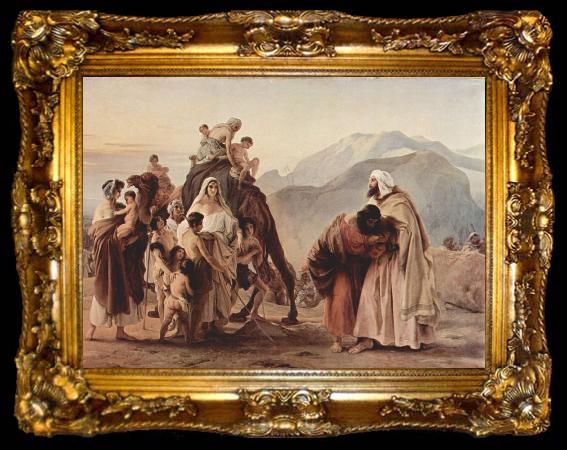 framed  Francesco Hayez Zusammentreffen von Jakob und Esau, ta009-2